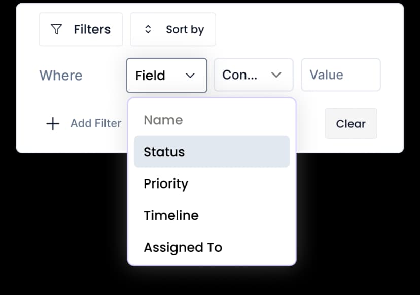 custom sorting and filtering