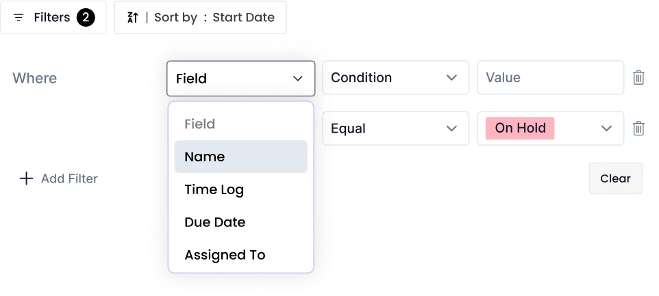 custom sorting and filtering